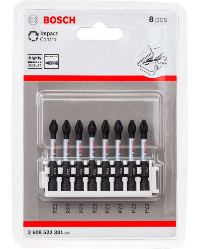 Набір ударних біт Bosch Impact Control PZ2 50 мм, 8 шт 2608522331