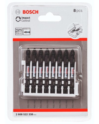 Набір подвійних ударних біт Bosch Pick and Click PZ2-PZ2 65 мм, 8 шт 2608522338
