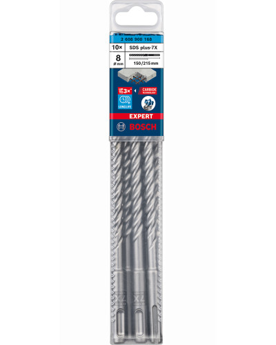 Ударний бур Bosch Expert SDS-plus-7X 8x150x215 мм, 10 шт 2608900168