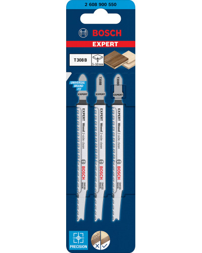 Пильне полотно Bosch Expert Wood 2-Side Clean T308B з деревини 2.2x117 мм 3 шт 2608900550