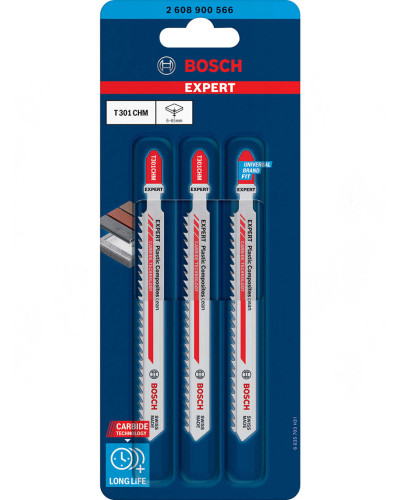 Пильне полотно Bosch Expert Plastic Composites Clean T301CHM по твердих композитах та ДПК 3.3x117 мм 3 шт 2608900566