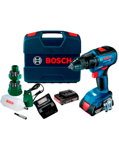 Акумуляторний дриль-шурупокрут Bosch GSR 18V-50 Professional, 2 акб GBA 18V 2.0Ah, з/у GAL 18V-20, набір 24 біт