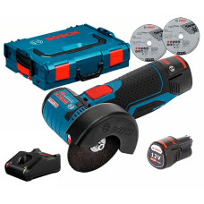 Акумуляторна кутова шліфувальна машина Bosch GWS 12V-76 Professional, 2 акб 3 Ah, з/п