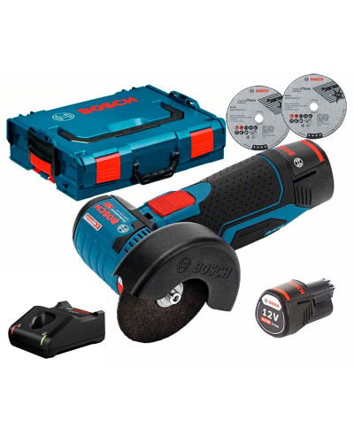 Аккумуляторная угловая шлифмашина Bosch GWS 12V-76 Professional, 2 акб 3 Ah, з/у