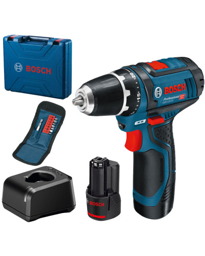 Акумуляторний дриль-шурупокрут Bosch GSR 12V-15 Professional, GBA 12V 2.0Ah, з/в GAL 12V-20, у кейсі
