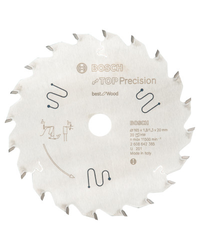 Пильный диск Bosch Top Precision Best for Wood 165х1.8/1.3х20 мм Т20