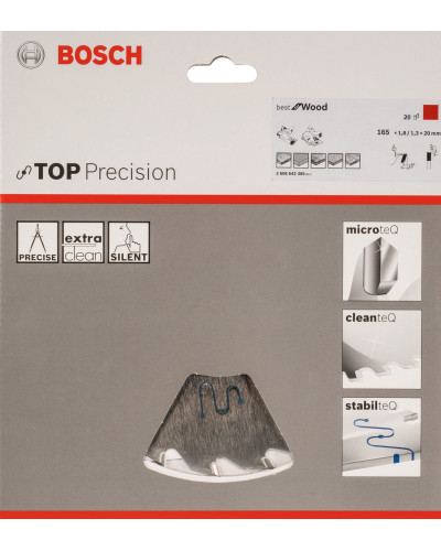 Пильный диск Bosch Top Precision Best for Wood 165х1.8/1.3х20 мм Т20