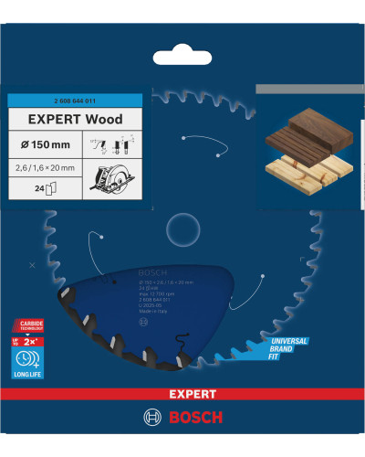 Пиляльний диск Bosch Expert for Wood 150х2,6х20 мм, 24 ATB