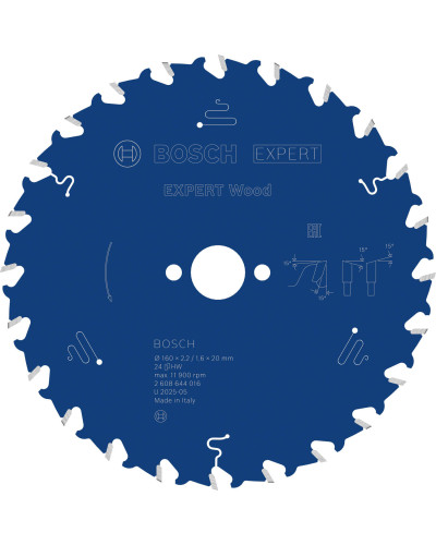 Пиляльний диск Bosch Expert for Wood 160х2,2х20 мм, 24 ATB