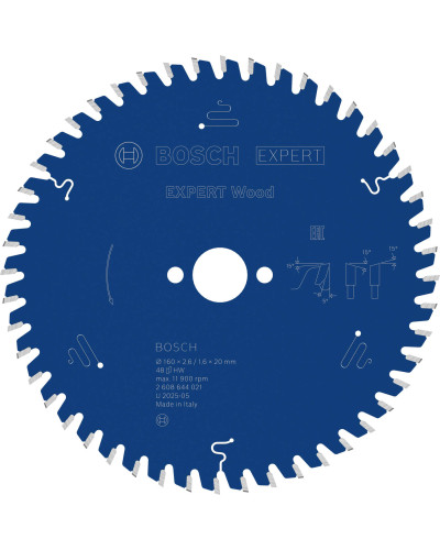 Пиляльний диск Bosch Expert for Wood 160х2,6/1,6х20 мм, 48 ATB