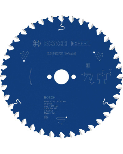 Пиляльний диск Bosch Expert for Wood 165х2,6/1,6х20 мм, 36 ATB
