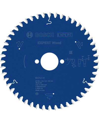 Пильный диск Bosch Expert for Wood 165х2,6/1,6х30 мм, 48 ATB