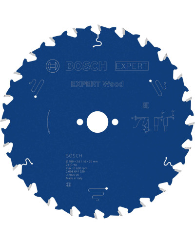 Пиляльний диск Bosch Expert for Wood 180х2,6/1,6х20 мм, 24 ATB