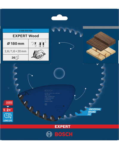 Пиляльний диск Bosch Expert for Wood 180х2,6/1,6х20 мм, 36 ATB