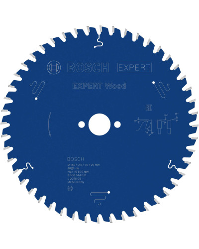 Пиляльний диск Bosch Expert for Wood 180х2,6/1,6х20 мм, 48 ATB