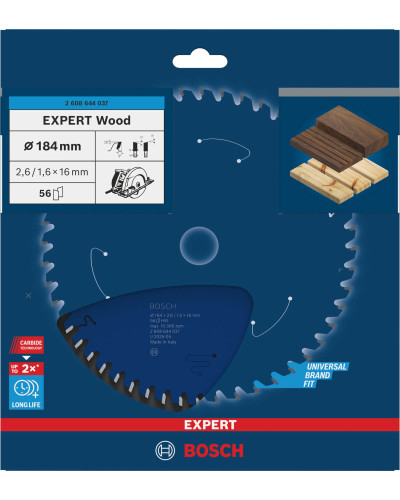 Пильный диск Bosch Expert for Wood 184х2,6/1,6х16 мм, 56 ATB