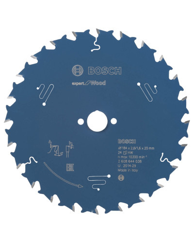 Пиляльний диск Bosch Expert for Wood 184х2,6/1,6х20 мм, 24 ATB