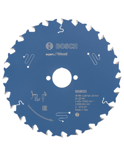 Пиляльний диск Bosch Expert for Wood 184х2,6/1,6х30 мм, 24 ATB