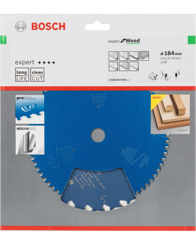 Пиляльний диск Bosch Expert for Wood 184х2,6/1,6х30 мм, 24 ATB