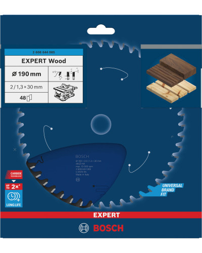 Пильный диск Bosch Expert for Wood 190х2/1,3х30 мм, 48 ATB