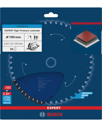 Пиляльний диск Bosch Expert for High Pressure Laminate 190x2.6/1.6x20 мм, 56 HLTCG