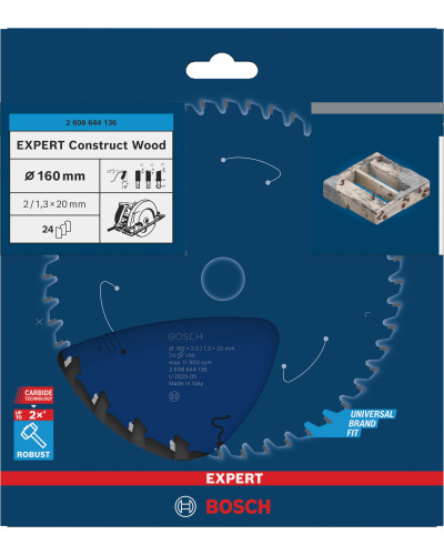 Пиляльний диск Bosch Expert for Construct Wood 160x2/1.3x20 мм T24