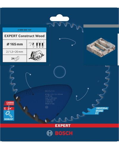 Пиляльний диск Bosch Expert for Construct Wood 165x2/1.3x20 мм T24