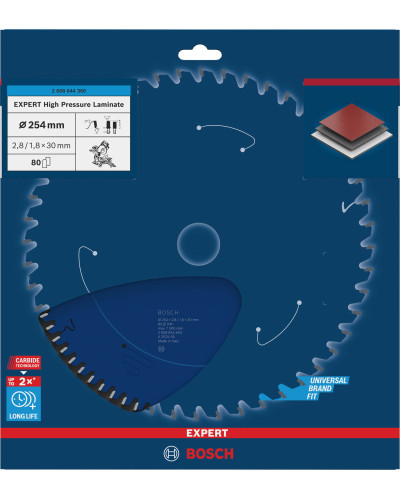 Пиляльний диск Bosch Expert for High Pressure Laminate 254x2.8/1.8x30 мм, 80 HLTCG