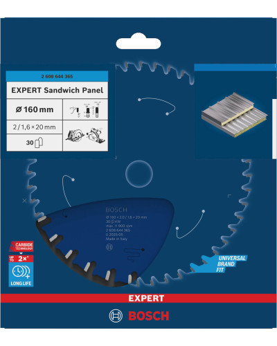 Пиляльний диск Bosch Expert for Sandwich Panel 160x2/1.6x20 мм, 30 HLTCG