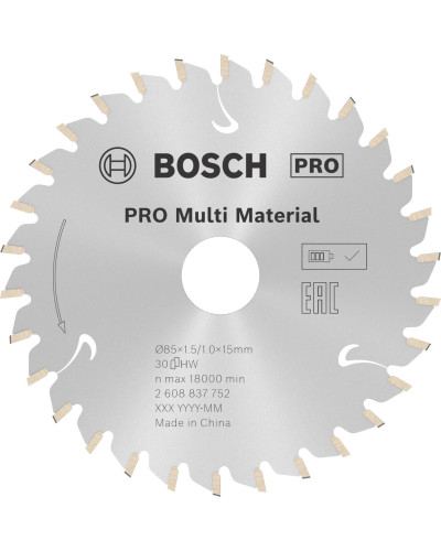 Пиляльний диск Bosch Pro Multi Material 85x1.5/1x15 мм, 30 HLTCG