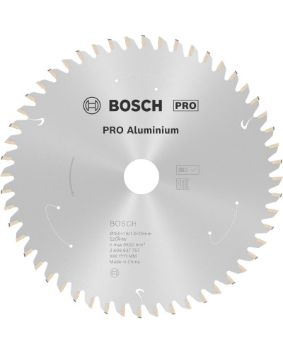 Пильный диск Bosch PRO Aluminium 160x1.8/1.3x20 мм 52 HLTCG
